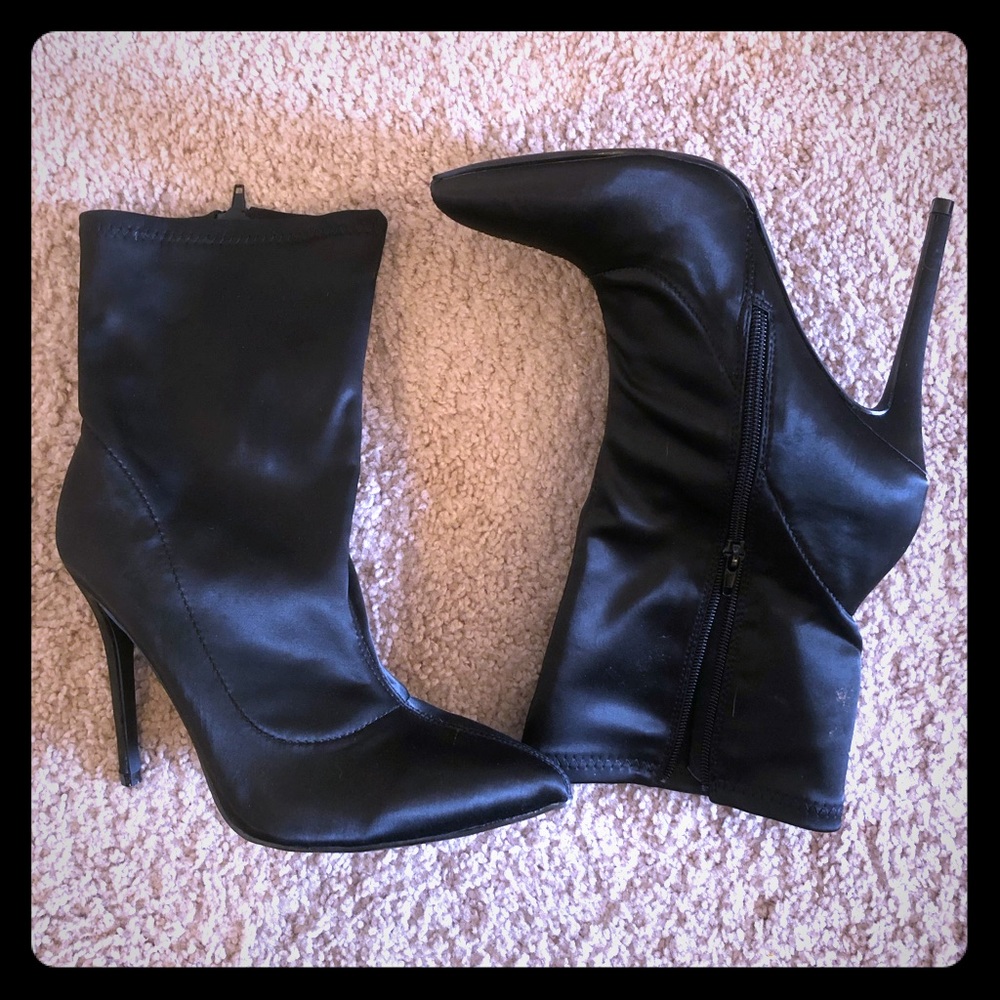 Black satin Booties - Sz. 9.5
